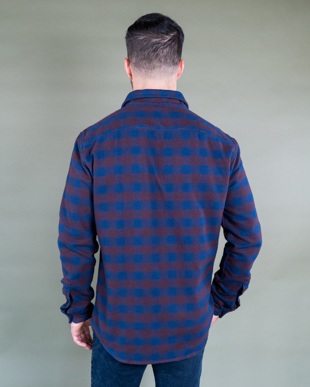 American-Made Flannel Shirt for Men in Brown and Blue