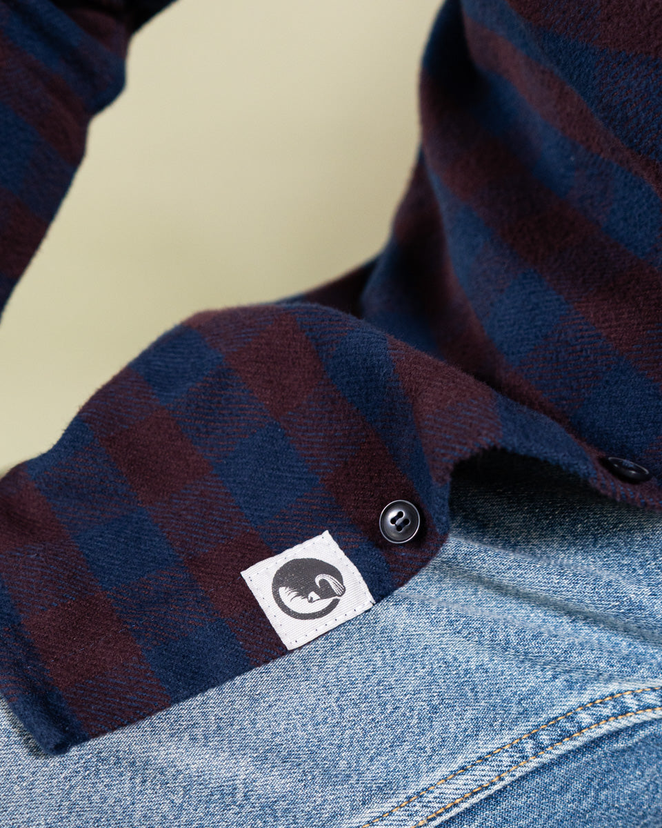 American-Made Flannel Shirt for Men in Brown and Blue