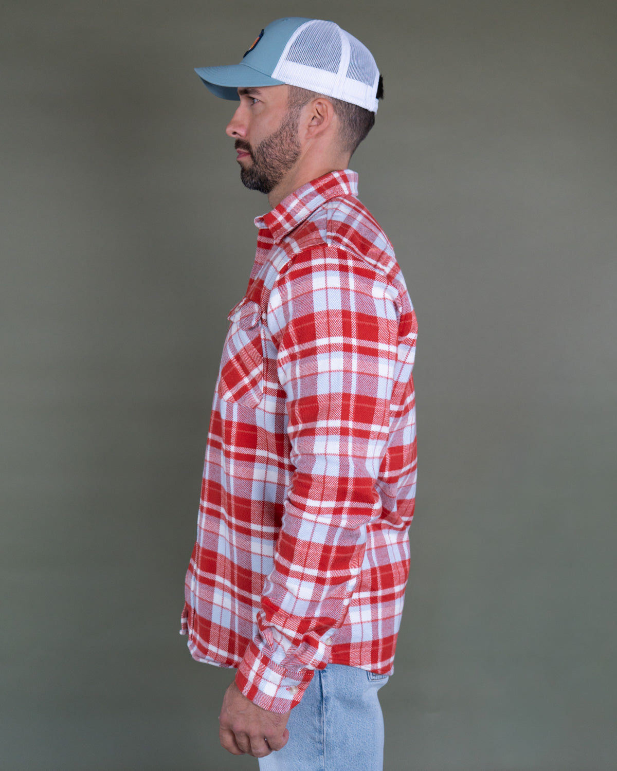 Soft Flannel Shirt for Men, 100% Cotton Flannel in Cayenne Red Plaid