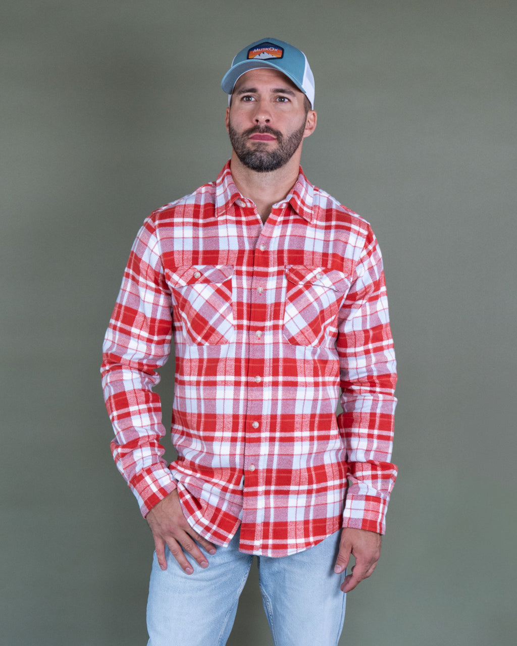 Soft Flannel Shirt for Men, 100% Cotton Flannel in Cayenne Red Plaid