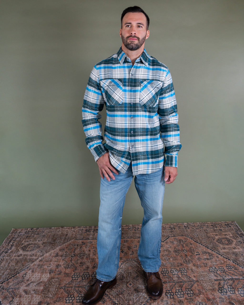 Soft Flannel Shirt for Men, 100% Cotton Grand Flannel, Pine