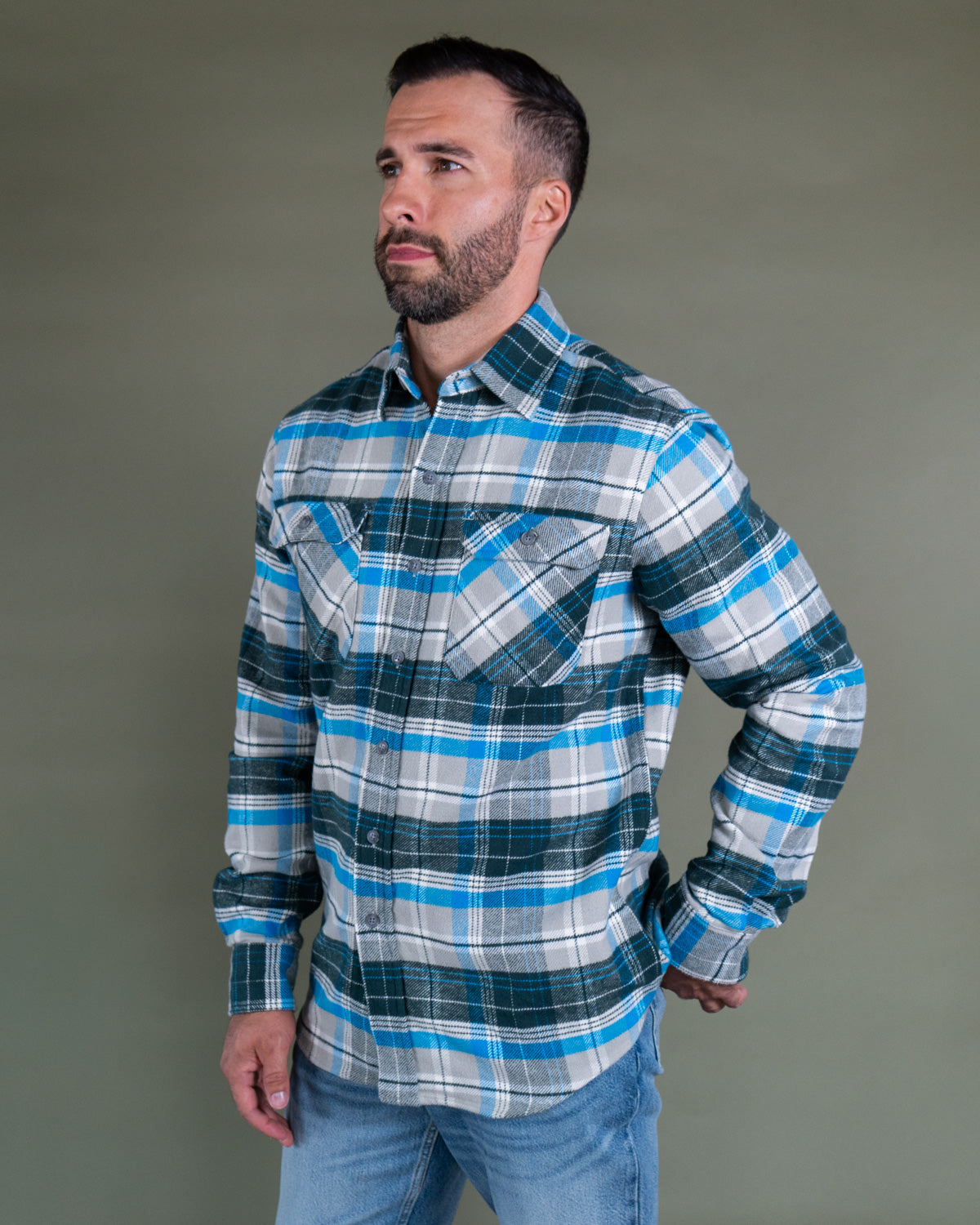 Soft Flannel Shirt for Men, 100% Cotton Grand Flannel, Pine