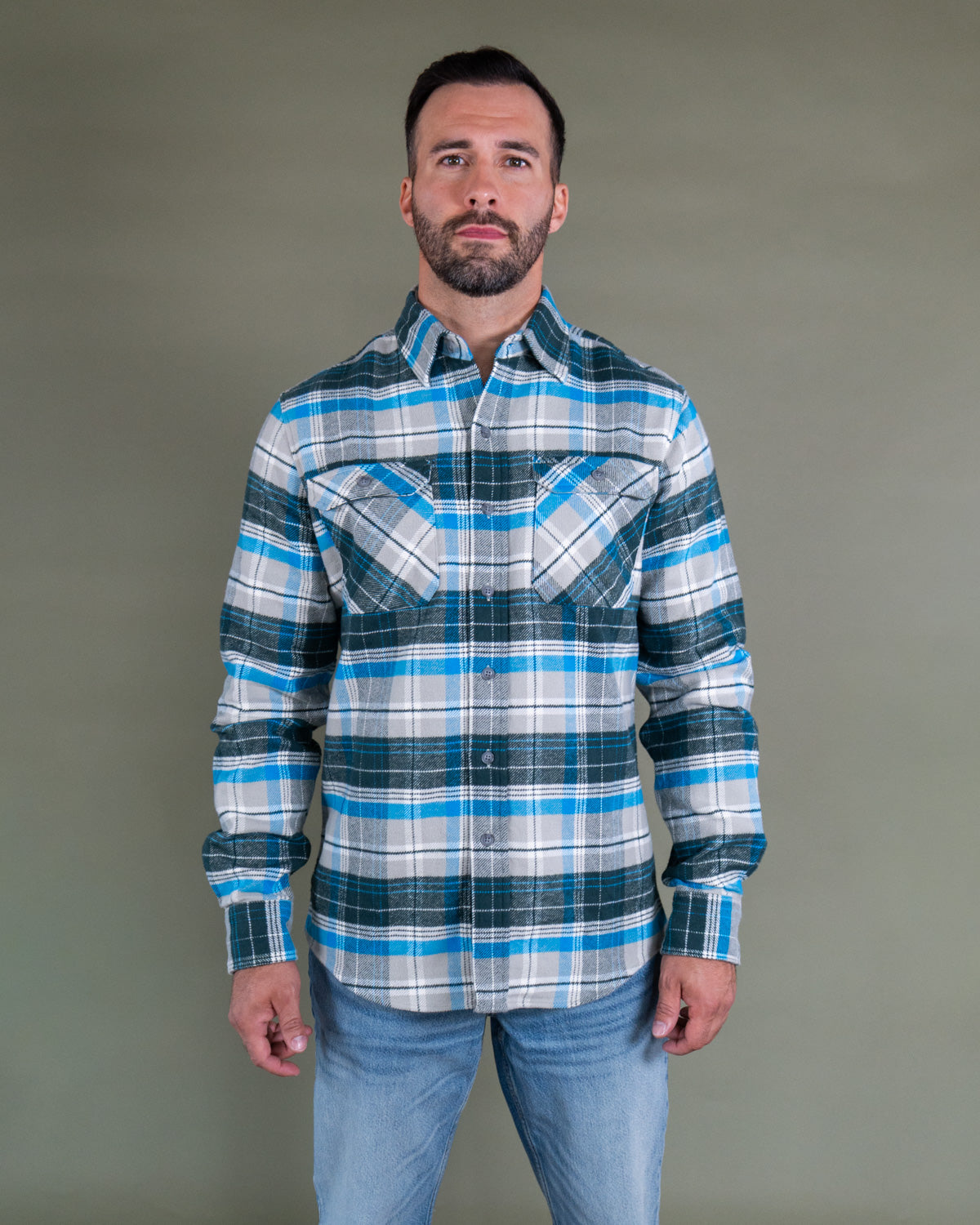 Heavyweight Flannel Shirt for Men, 100% Cotton Grand Flannel, Pine