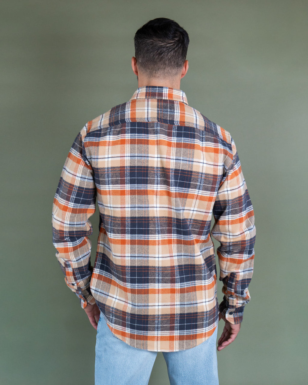 Grand Flannel in Tan Plaid, 100% Cotton Flannel for Men