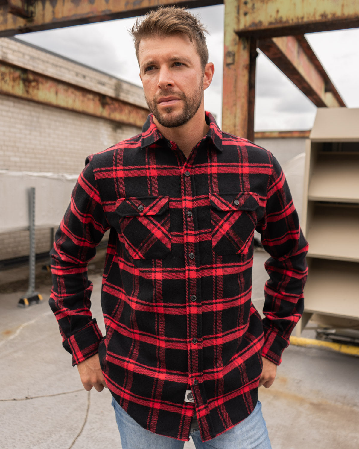 Field Grand Flannel, Huntsman Plaid in Black S / Black Field Grand Flannel, Huntsman Plaid in Black S / Black