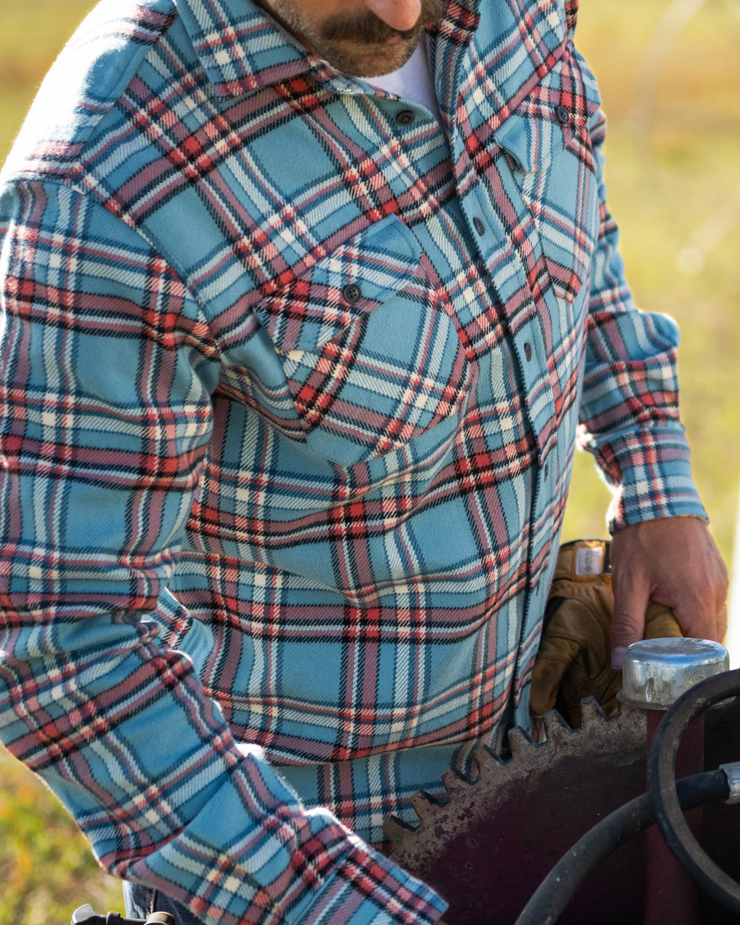 Field Grand Flannel in Teal Plaid, 100% Cotton Flannel for Men, Dense and Durable for the Field