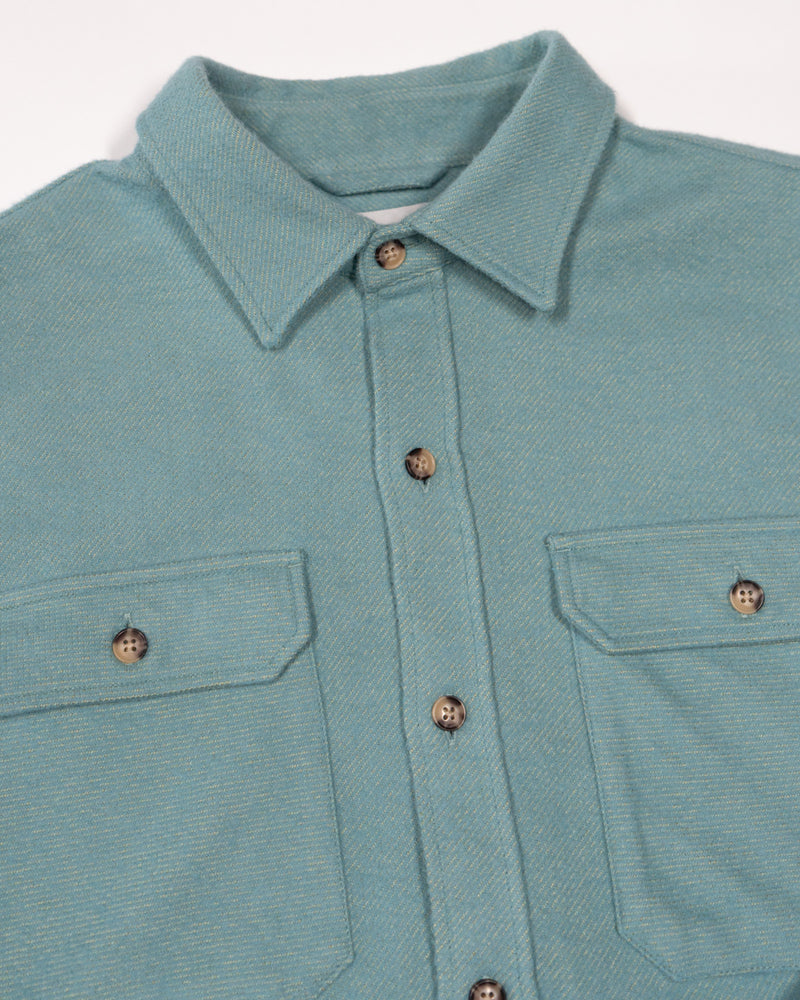 Grand Flannel in Glacier Green Teal, Heavyweight Cotton Twill Flannel for Men