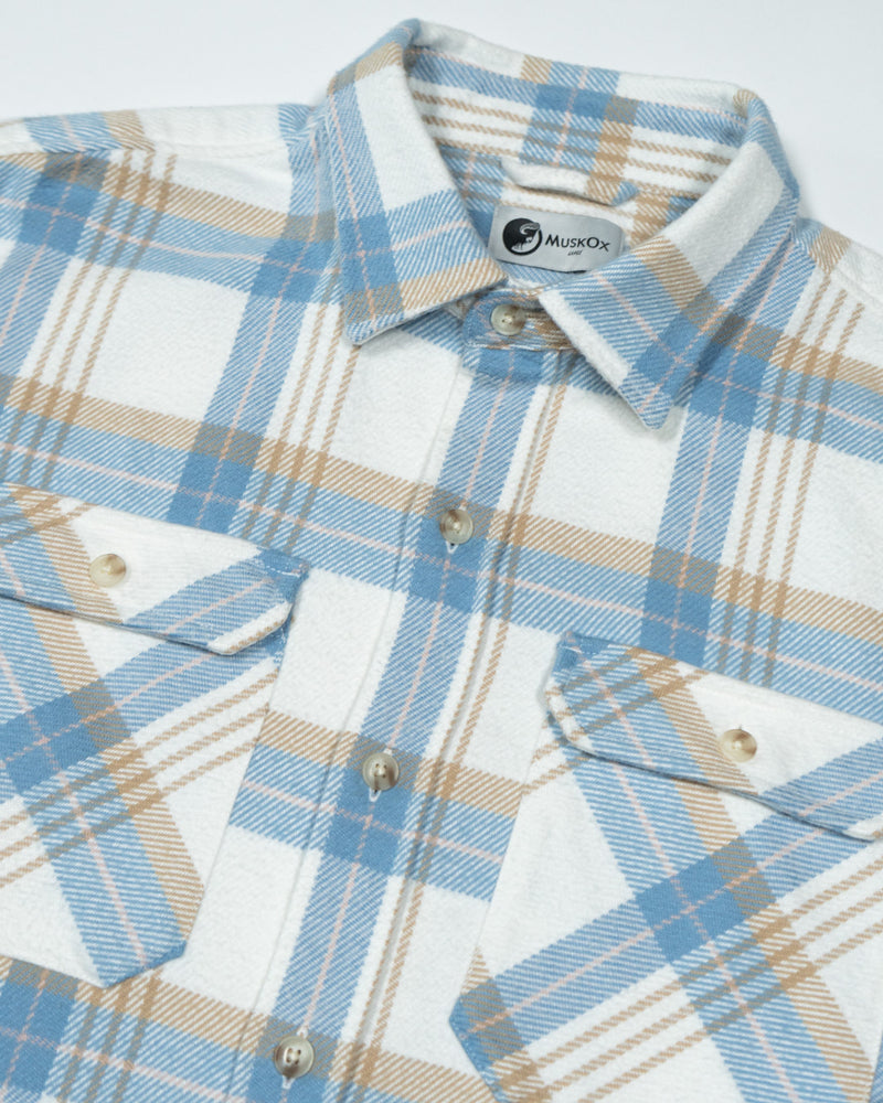 Blue and Gold Plaid Heavyweight Cotton Flannel for Men