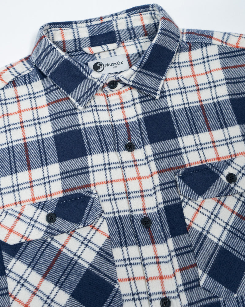 Grand Flannel in Blue and Red Plaid, Cotton Flannel Shirt for Men