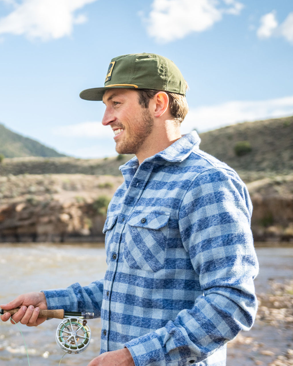 MuskOx Outdoor Apparel, Green Rope and Patch Hat with Gold Accents