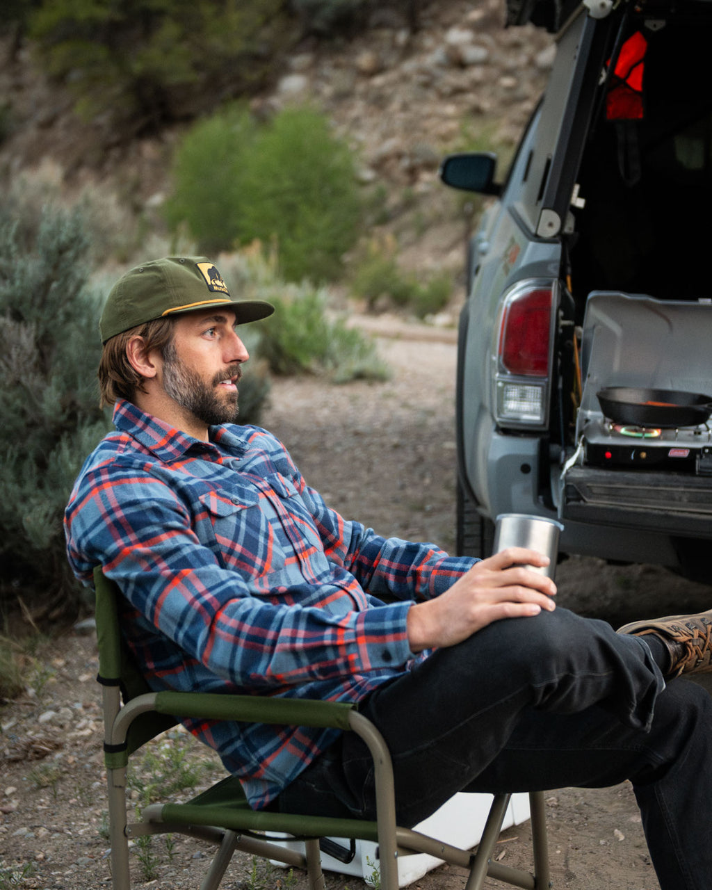 MuskOx Outdoor Apparel, Green Rope and Patch Hat with Gold Accents