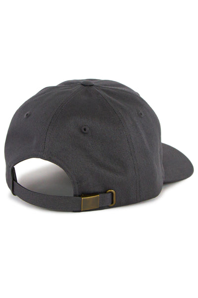 MuskOx Logo Patch Hat in Dark Grey, Cotton Twill Chino Hat with Strap, Embroidered in USA