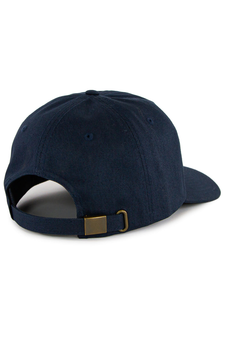 MuskOx Logo Patch Hat in Navy, Cotton Twill Chino Hat with Strap, Embroidered in USA