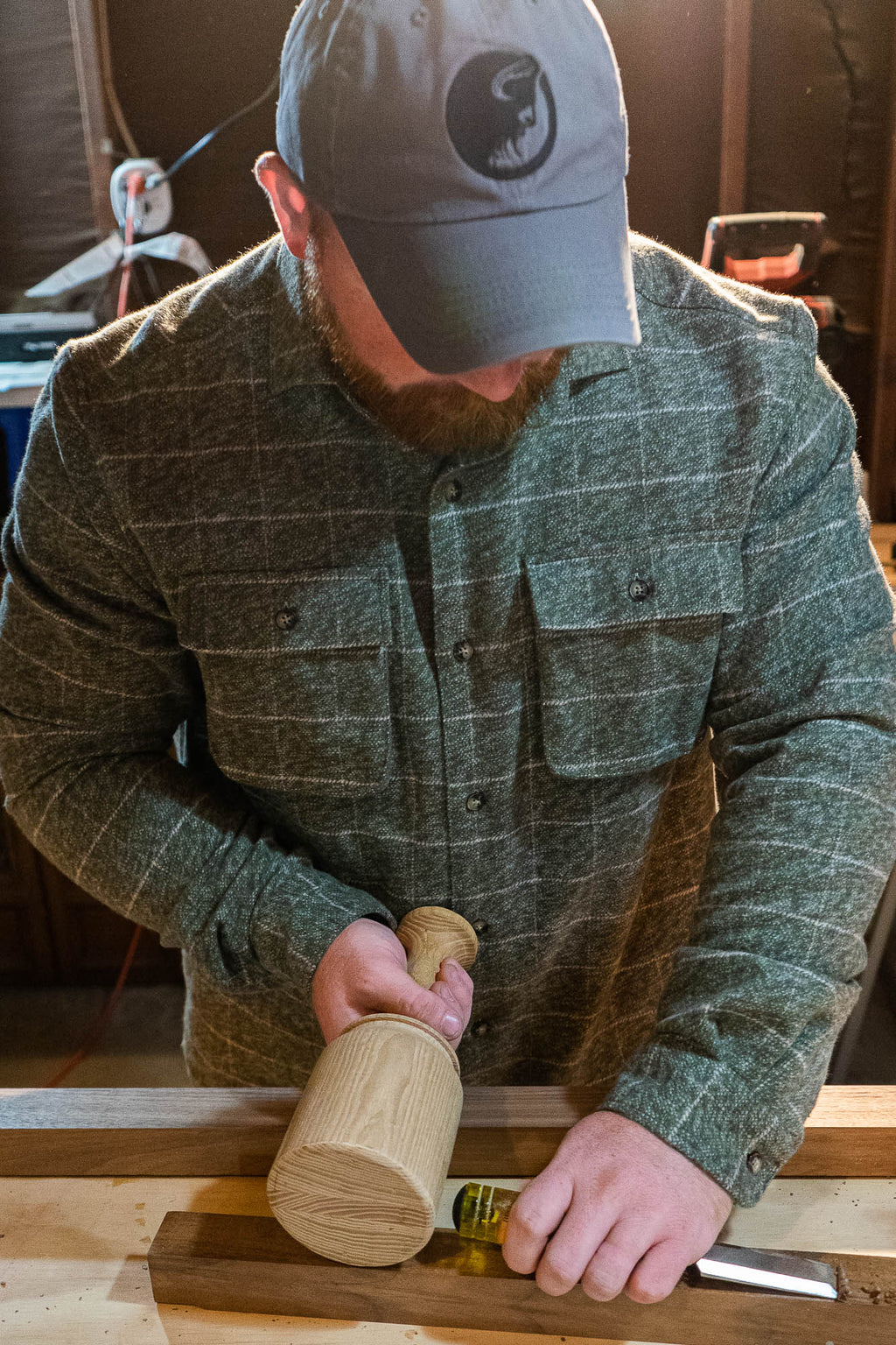 Relaxed fitting flannel shirt in moss for men by MuskOx Flannels, made with 100% heavyweight cotton