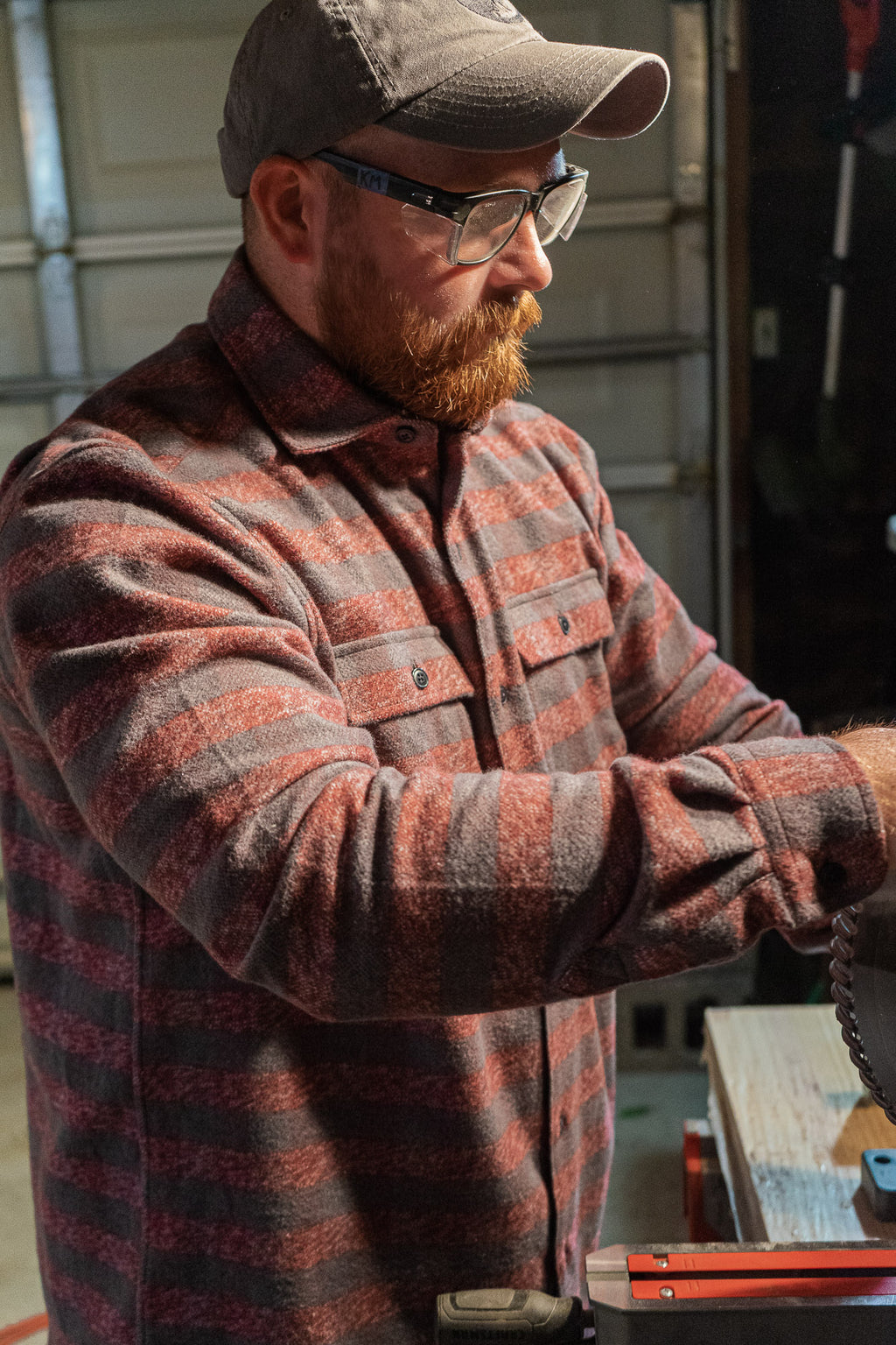 Relaxed fitting flannel shirt in burgundy for men by MuskOx Flannels, made with 100% heavyweight cotton