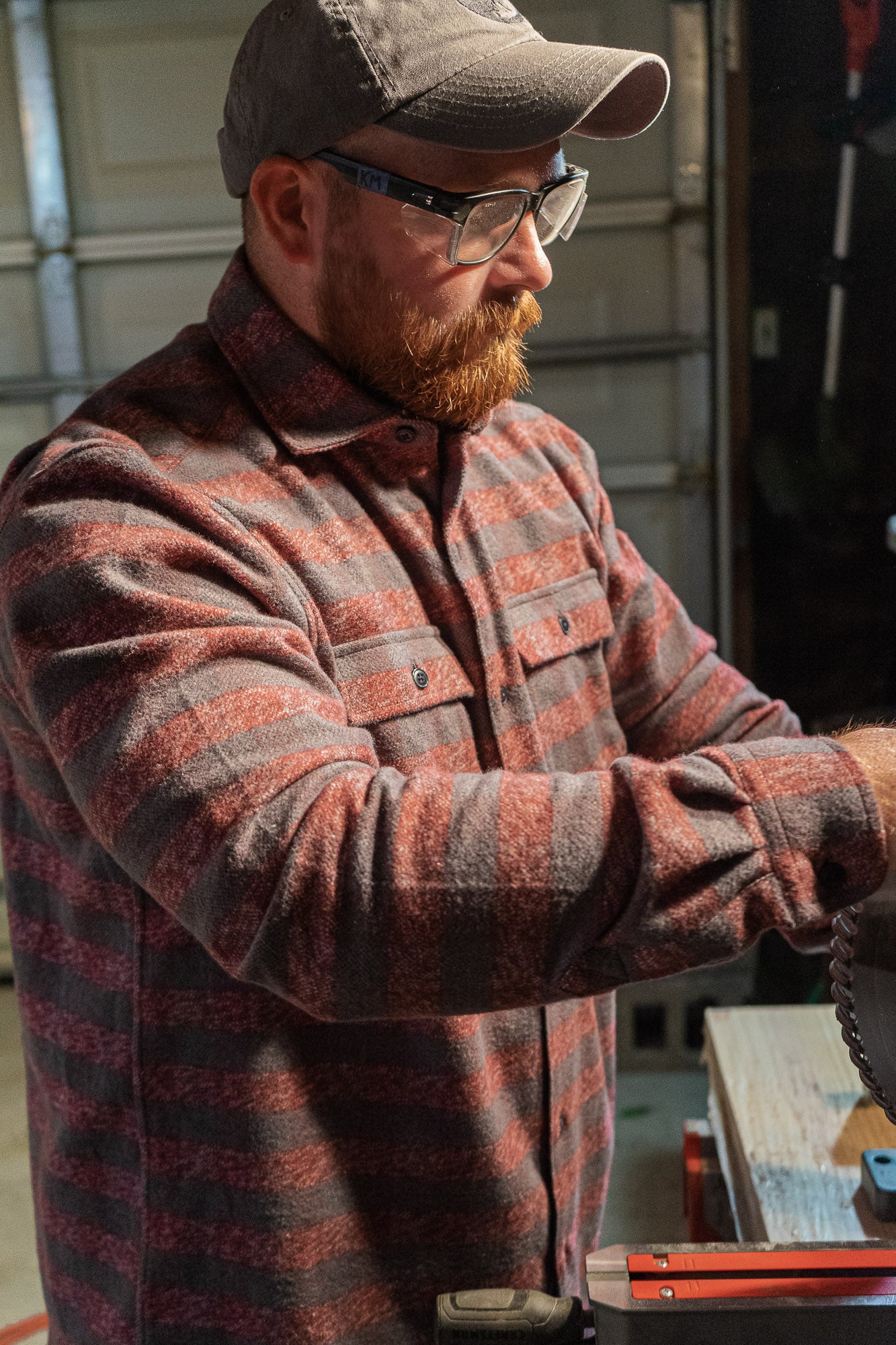 Relaxed fitting flannel shirt in burgundy for men by MuskOx Flannels, made with 100% heavyweight cotton