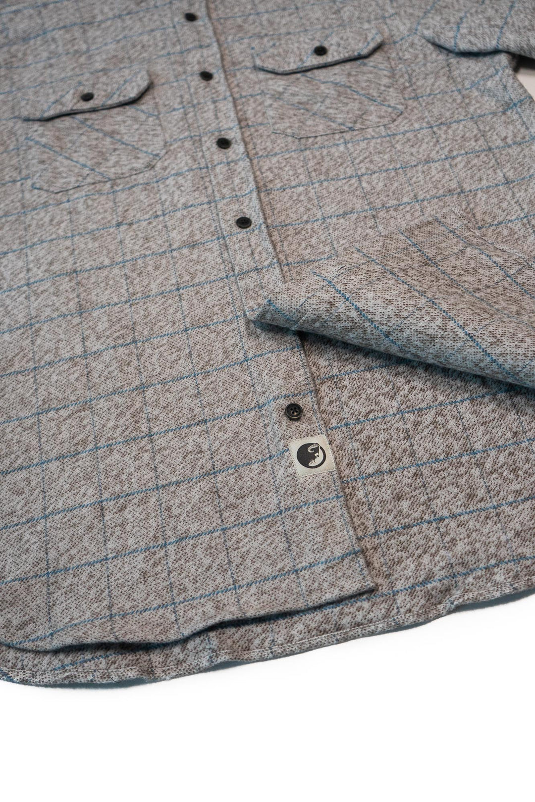 Grand Flannel in Basalt Grey & Blue Windowpane, Heavyweight Cotton Flannel for Men