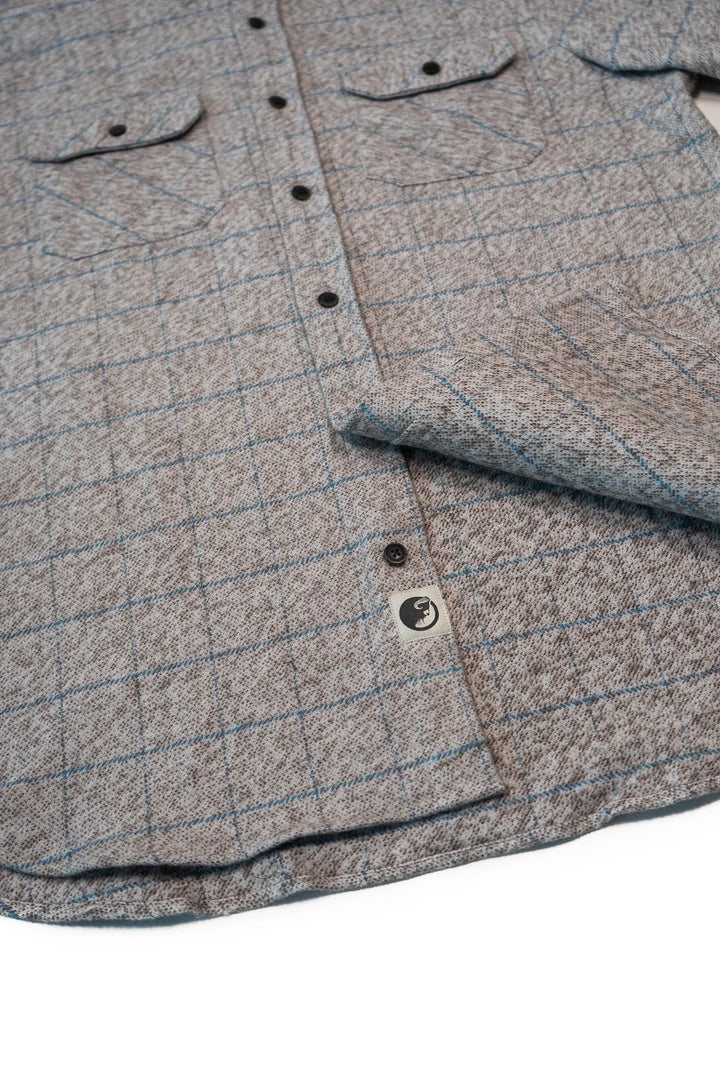 Grand Flannel in Basalt Grey & Blue Windowpane, Heavyweight Cotton Flannel for Men
