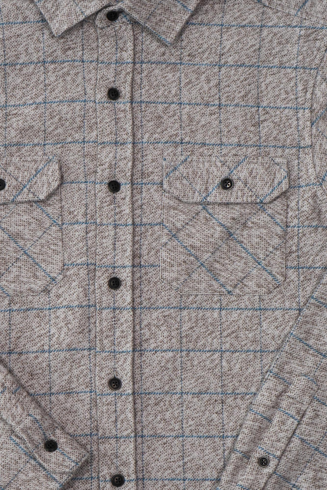 Grand Flannel in Basalt Grey & Blue Windowpane, Heavyweight Cotton Flannel for Men