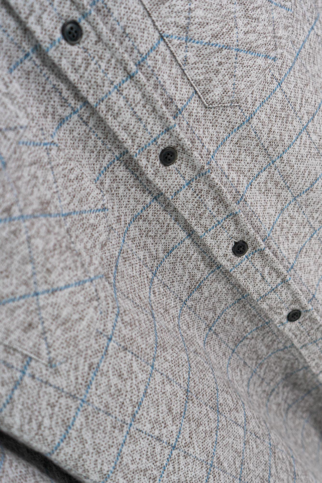 Grand Flannel in Basalt Grey & Blue Windowpane, Heavyweight Cotton Flannel for Men