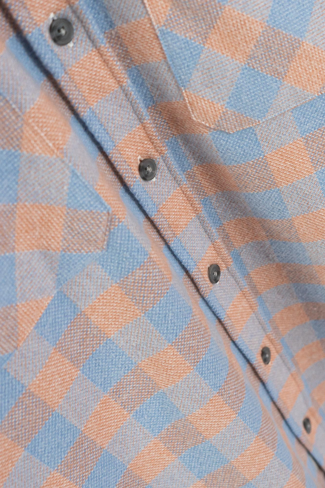 Grand Flannel in Tangerine Orange and Blue Check, Cotton Flannel Shirt for Men by MuskOx