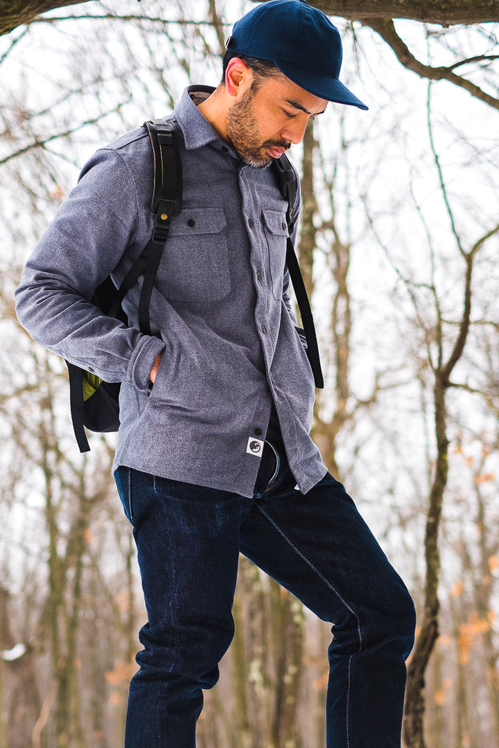 MuskOx Clothing The Yukon Flannel Shirt Jacket, Charcoal Flannel Shirt Jacket. 100% Cotton, Durable Flannel Shirt. Our flannels are made of a heavy duty cotton twill with a soft brushed finish so you can be prepared for any adventure without sacrificing comfort. Since we want you to be built for every occasion, we've included two secure chest pockets and side pockets for you to bring your vitals along.