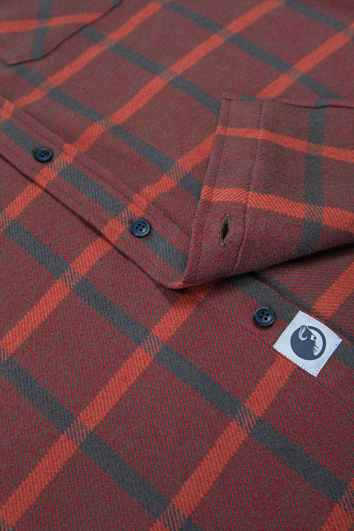 Field Grand Flannel in Red and Green, 100% Cotton Flannel Shirt for Men by MuskOx