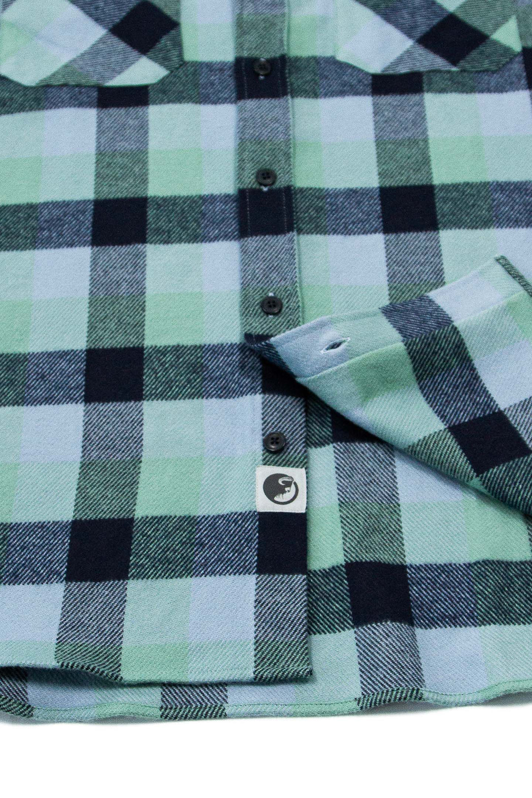 Field Grand Flannel in Fern Green and Blue, 100% Cotton Flannel Shirt for Men by MuskOx
