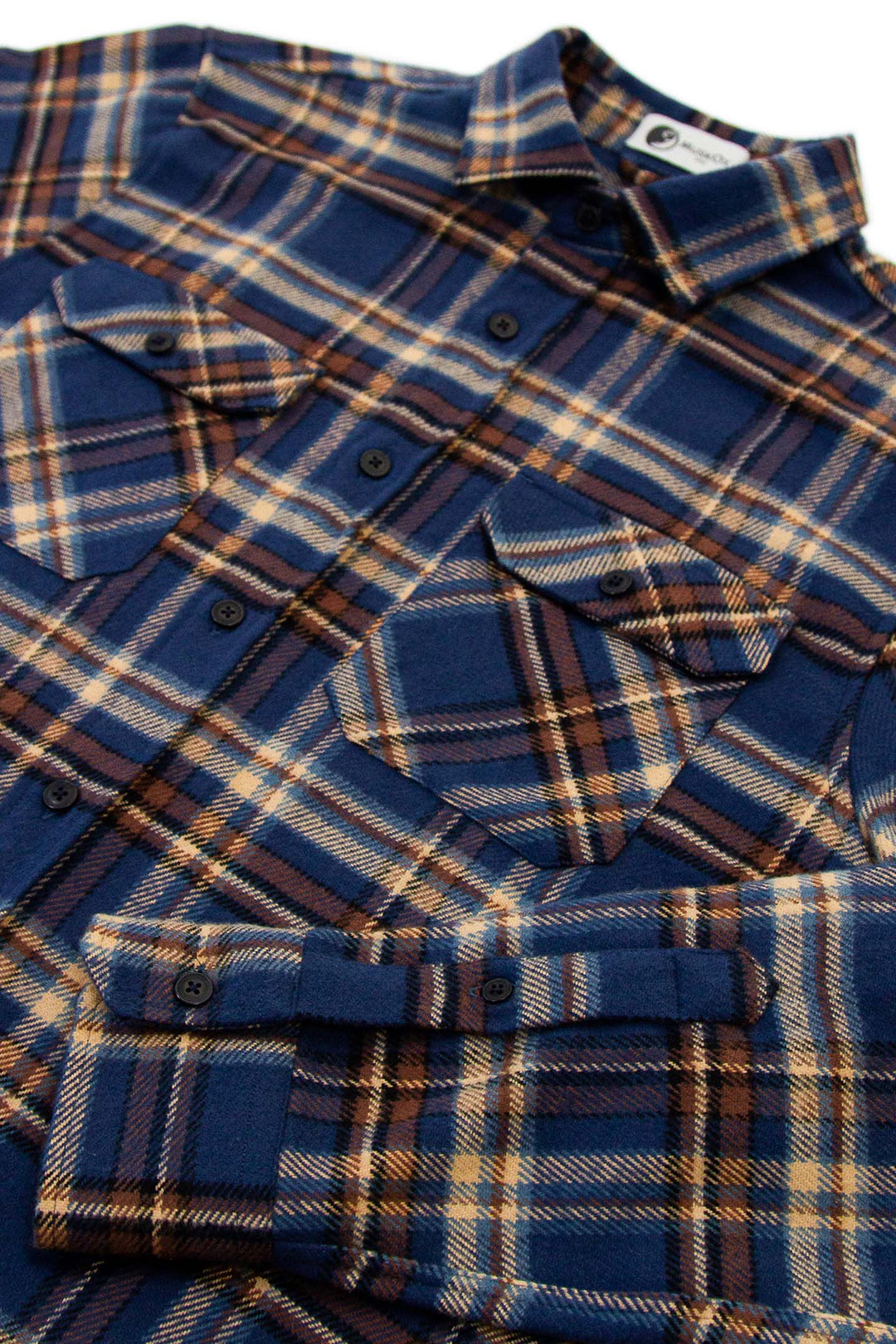 Field Grand Flannel in Pecan, 100% Cotton Flannel for Men by MuskOx Flannels