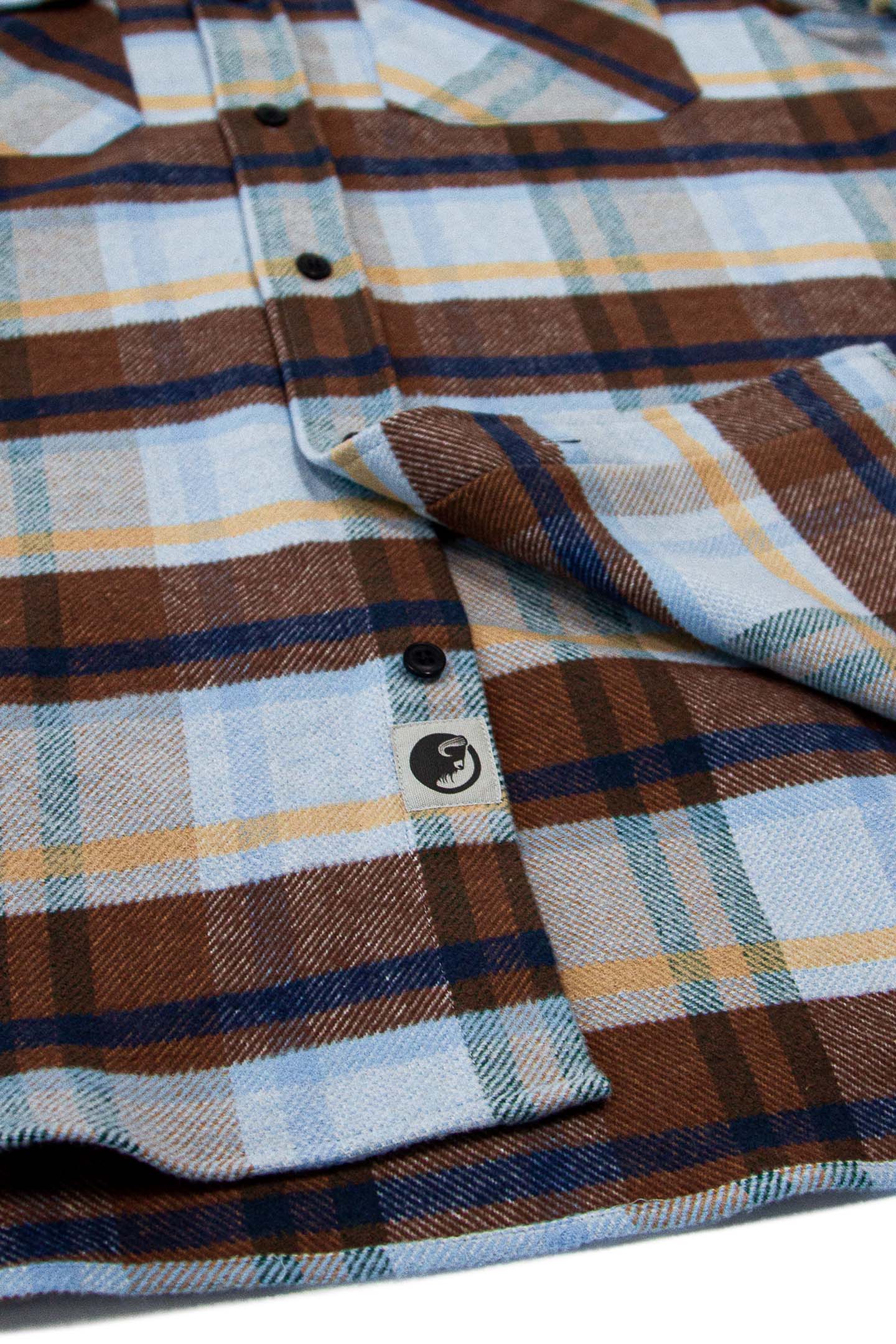 The Grand Flannel in Blue Plaid by MuskOx Flannels, 100% Heavyweight Cotton Flannel Shirt for Men