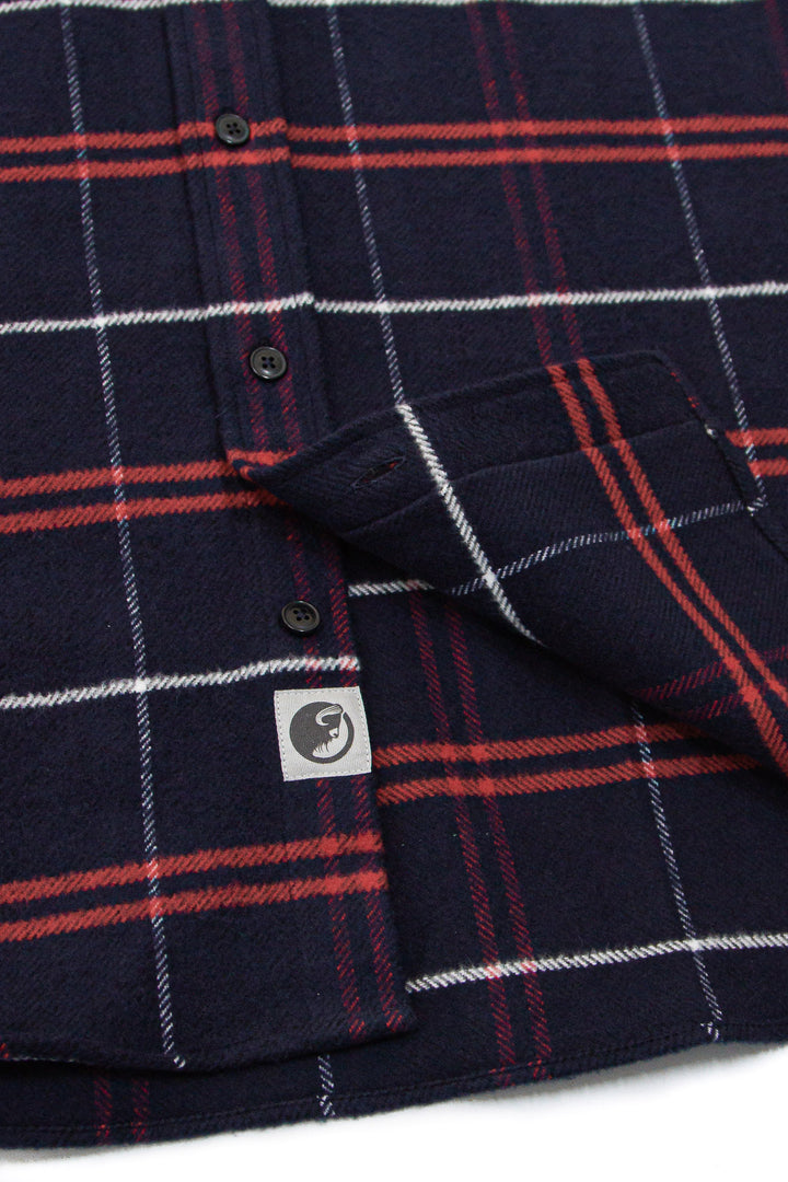 Grand Flannel in Marine Blue Plaid, 100% Cotton Flannel Shirt for Men by MuskOx
