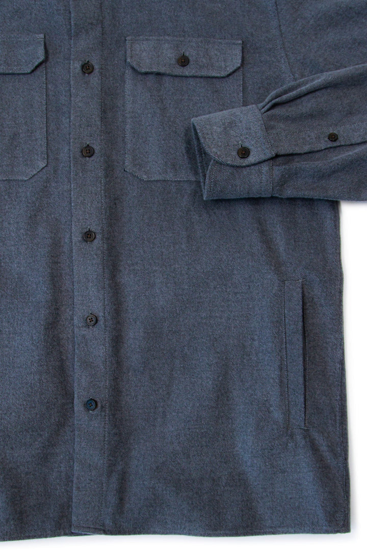MuskOx Clothing The Yukon Flannel Shirt Jacket, Charcoal. Charcoal Flannel Shirt Jacket. 100% Cotton, Durable Flannel Shirt. Our flannels are made of a heavy duty cotton twill with a soft brushed finish so you can be prepared for any adventure without sacrificing comfort. Since we want you to be built for every occasion, we've included two secure chest pockets and side pockets for you to bring your vitals along.