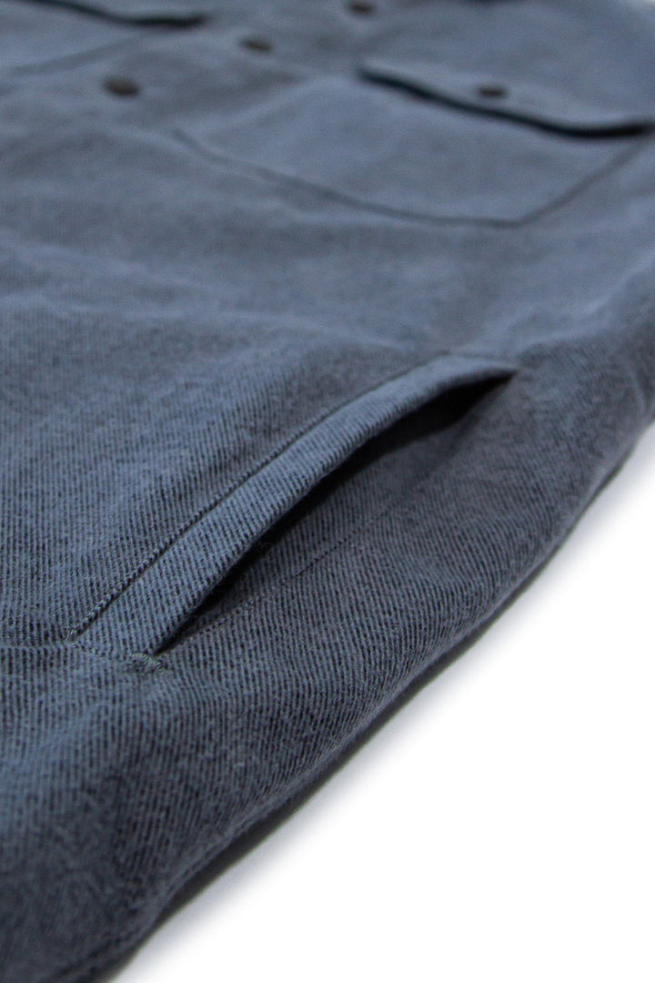 MuskOx Clothing The Yukon Flannel Shirt Jacket, Charcoal. Charcoal Flannel Shirt Jacket. 100% Cotton, Durable Flannel Shirt. Our flannels are made of a heavy duty cotton twill with a soft brushed finish so you can be prepared for any adventure without sacrificing comfort. Since we want you to be built for every occasion, we've included two secure chest pockets and side pockets for you to bring your vitals along.