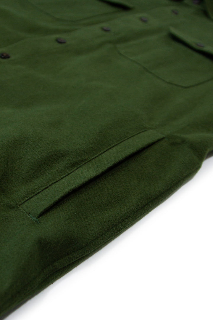 MuskOx Clothing The Yukon Flannel Shirt Jacket, Green. Green Flannel Shirt Jacket. 100% Cotton, Durable Flannel Shirt. Our flannels are made of a heavy duty cotton twill with a soft brushed finish so you can be prepared for any adventure without sacrificing comfort. Since we want you to be built for every occasion, we've included two secure chest pockets and side pockets for you to bring your vitals along.
