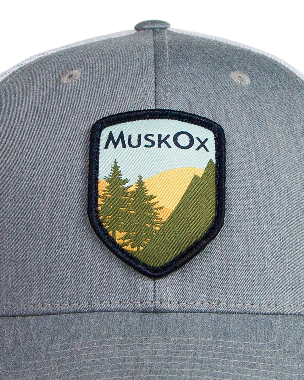 MuskOx Outdoor Apparel Patch Adjustable Trucker Hat in Grey