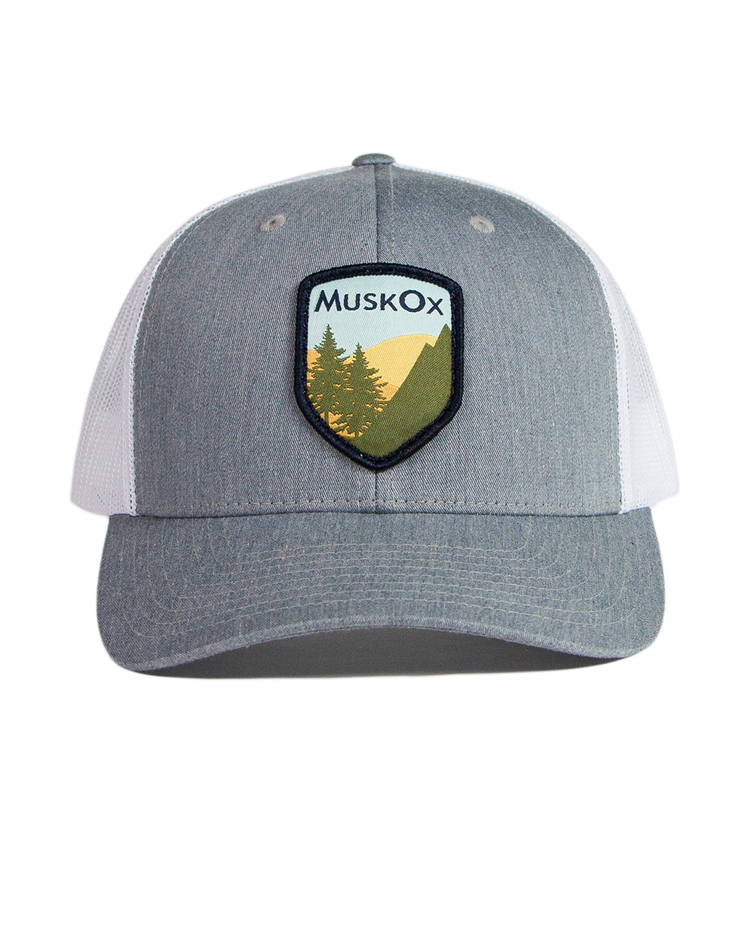 MuskOx Outdoor Apparel Patch Adjustable Trucker Hat in Grey