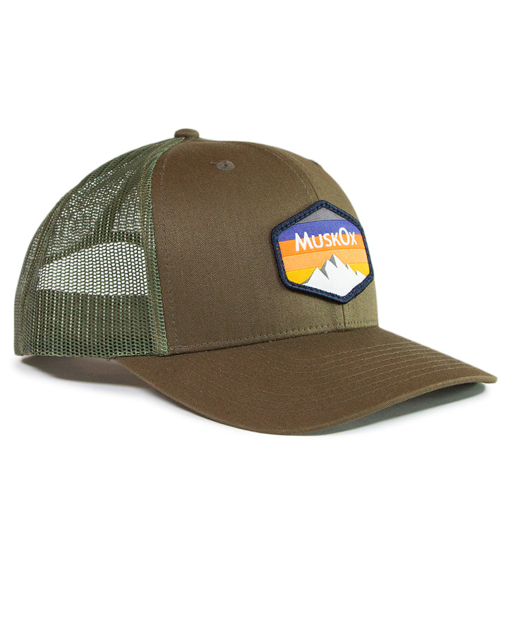 MuskOx Outdoor Apparel Mountain Adjustable Trucker Hat in Loden Green