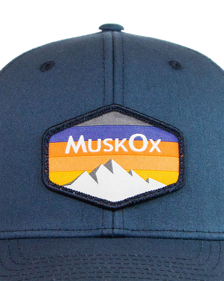 MuskOx Outdoor Apparel Mountain Adjustable Trucker Hat in Dark Blue