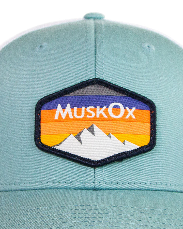 MuskOx Outdoor Apparel Mountain Adjustable Trucker Hat in Light Blue