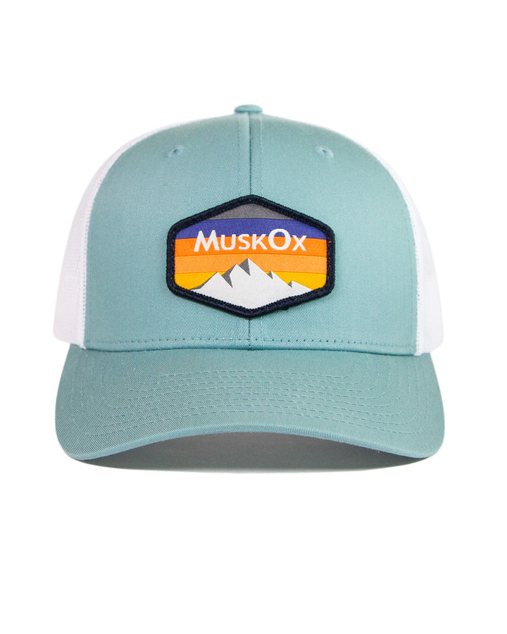 MuskOx Outdoor Apparel Mountain Adjustable Trucker Hat in Light Blue