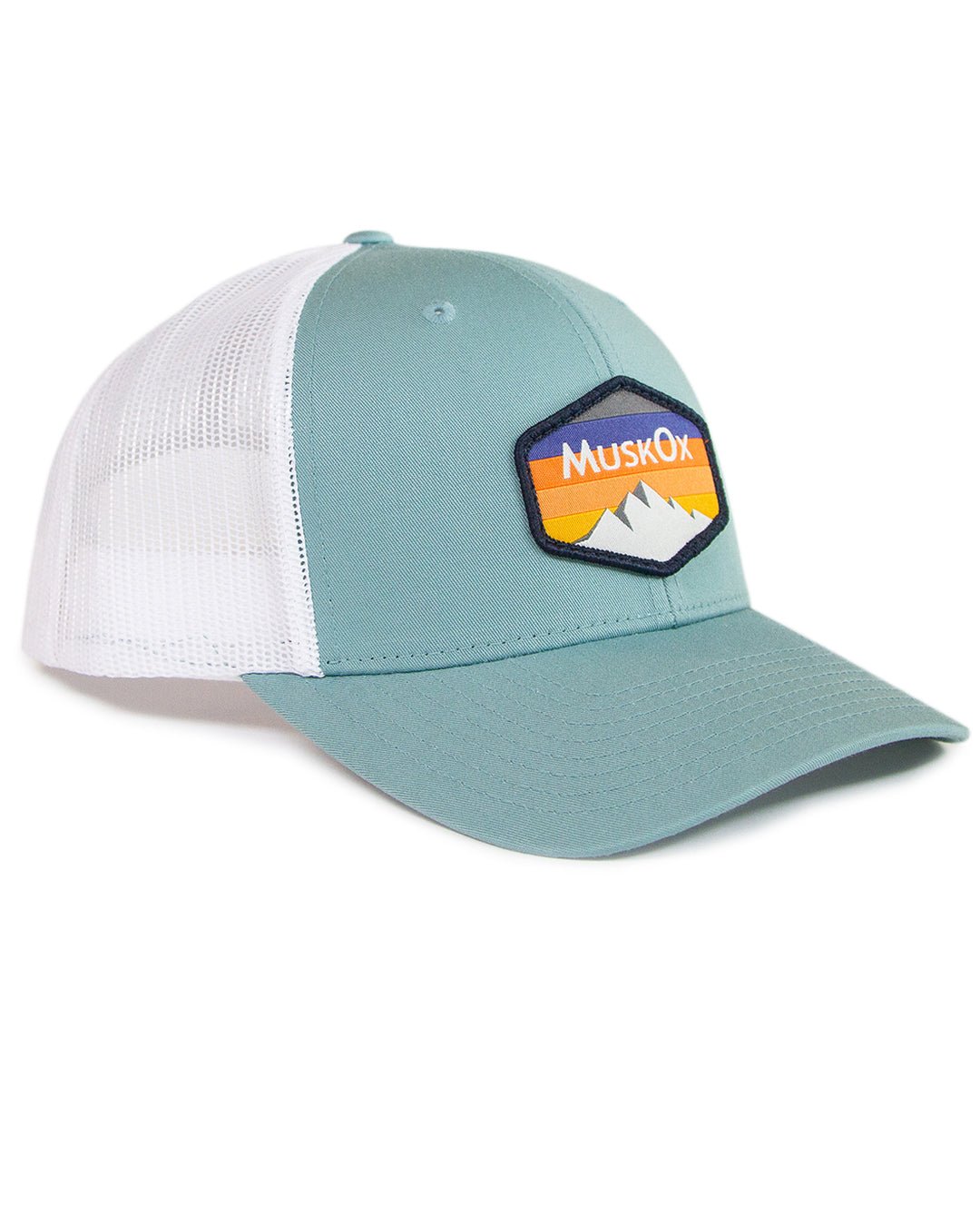 MuskOx Outdoor Apparel Mountain Adjustable Trucker Hat in Light Blue