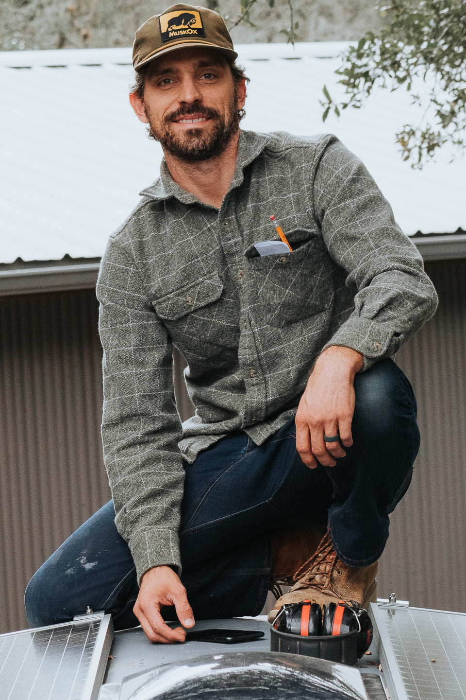 The Grand Flannel in Moss Green By MuskOx. Heavyweight Flannel. MuskOx Apparel The Grand Flannel, Burgundy, Red. 100% Cotton, Durable Flannel Shirt. Our flannels are made of a heavy duty cotton twill with a soft brushed finish so you can be prepared for any adventure without sacrificing comfort. Since we want you to be built for every occasion, we've included two secure chest pockets for you to bring your vitals along.