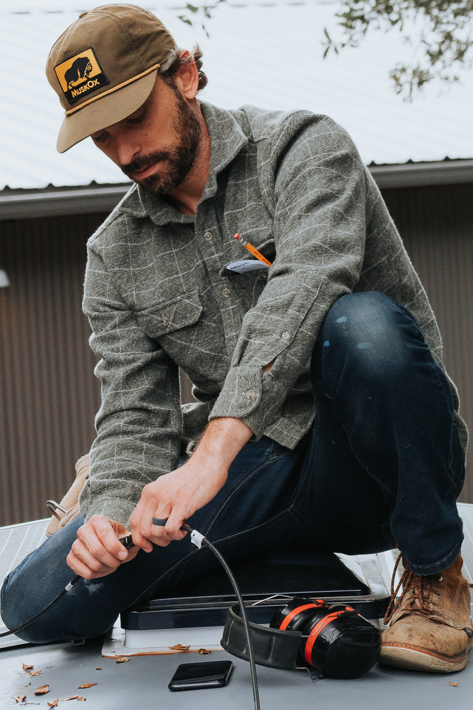 The Grand Flannel in Moss Green By MuskOx. Heavyweight Flannel. MuskOx Apparel The Grand Flannel, Burgundy, Red. 100% Cotton, Durable Flannel Shirt. Our flannels are made of a heavy duty cotton twill with a soft brushed finish so you can be prepared for any adventure without sacrificing comfort. Since we want you to be built for every occasion, we've included two secure chest pockets for you to bring your vitals along.