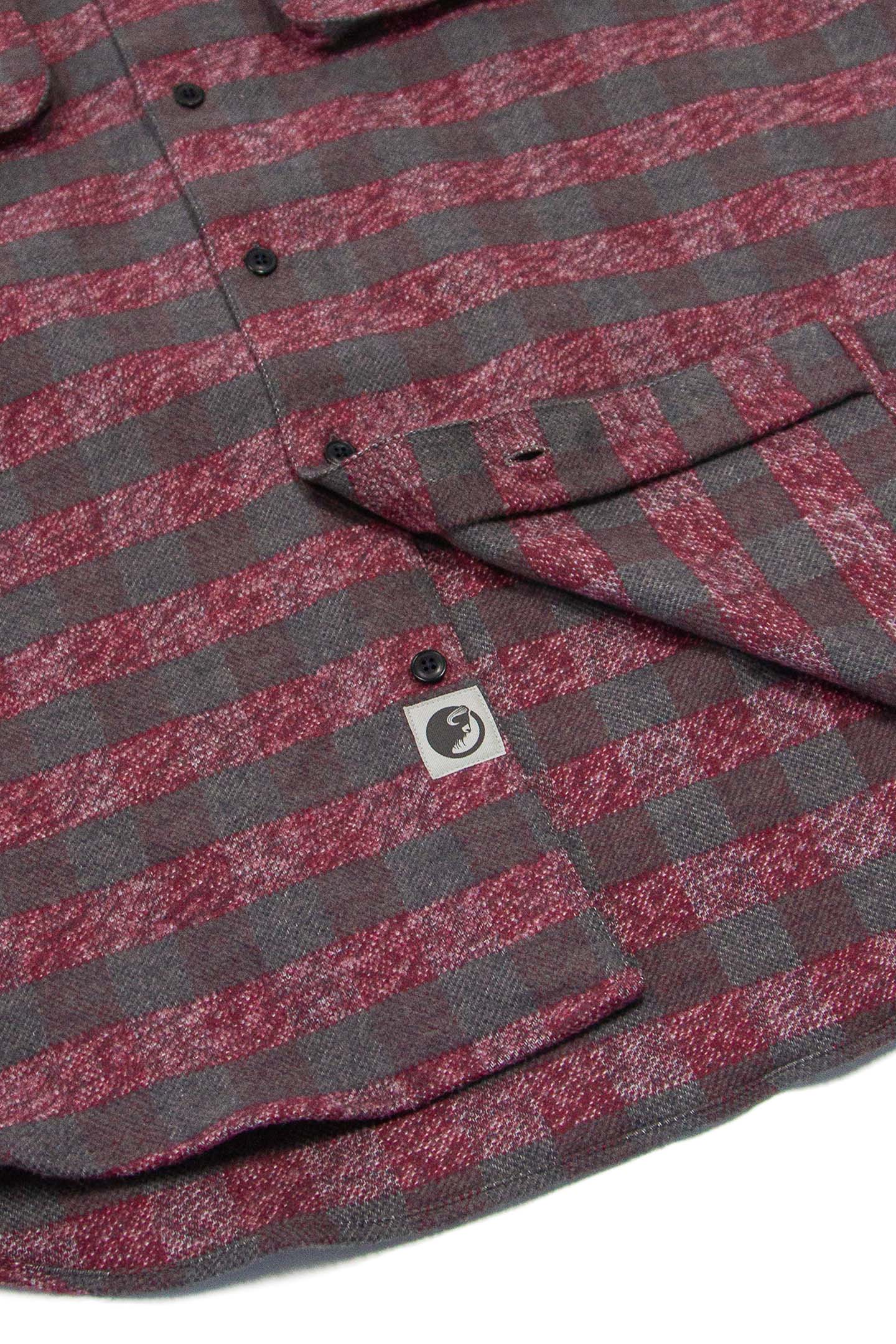 Relaxed fitting flannel shirt in burgundy for men by MuskOx Flannels, made with 100% heavyweight cotton