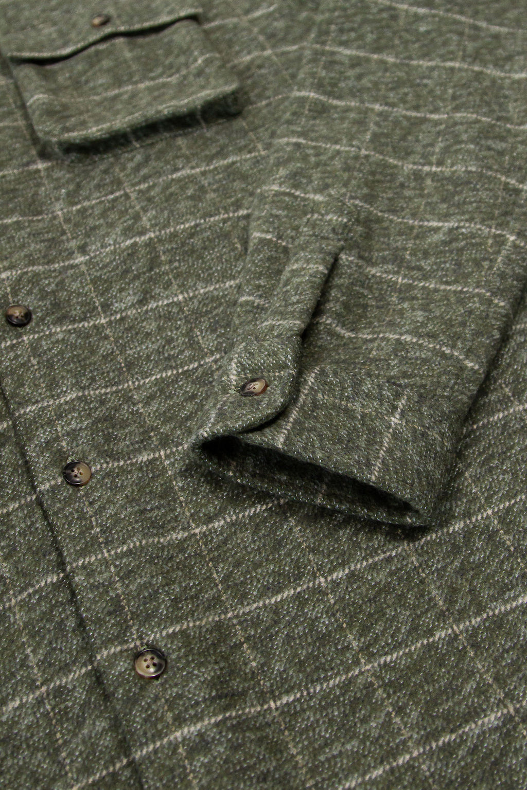 Relaxed fitting flannel shirt in moss for men by MuskOx Flannels, made with 100% heavyweight cotton