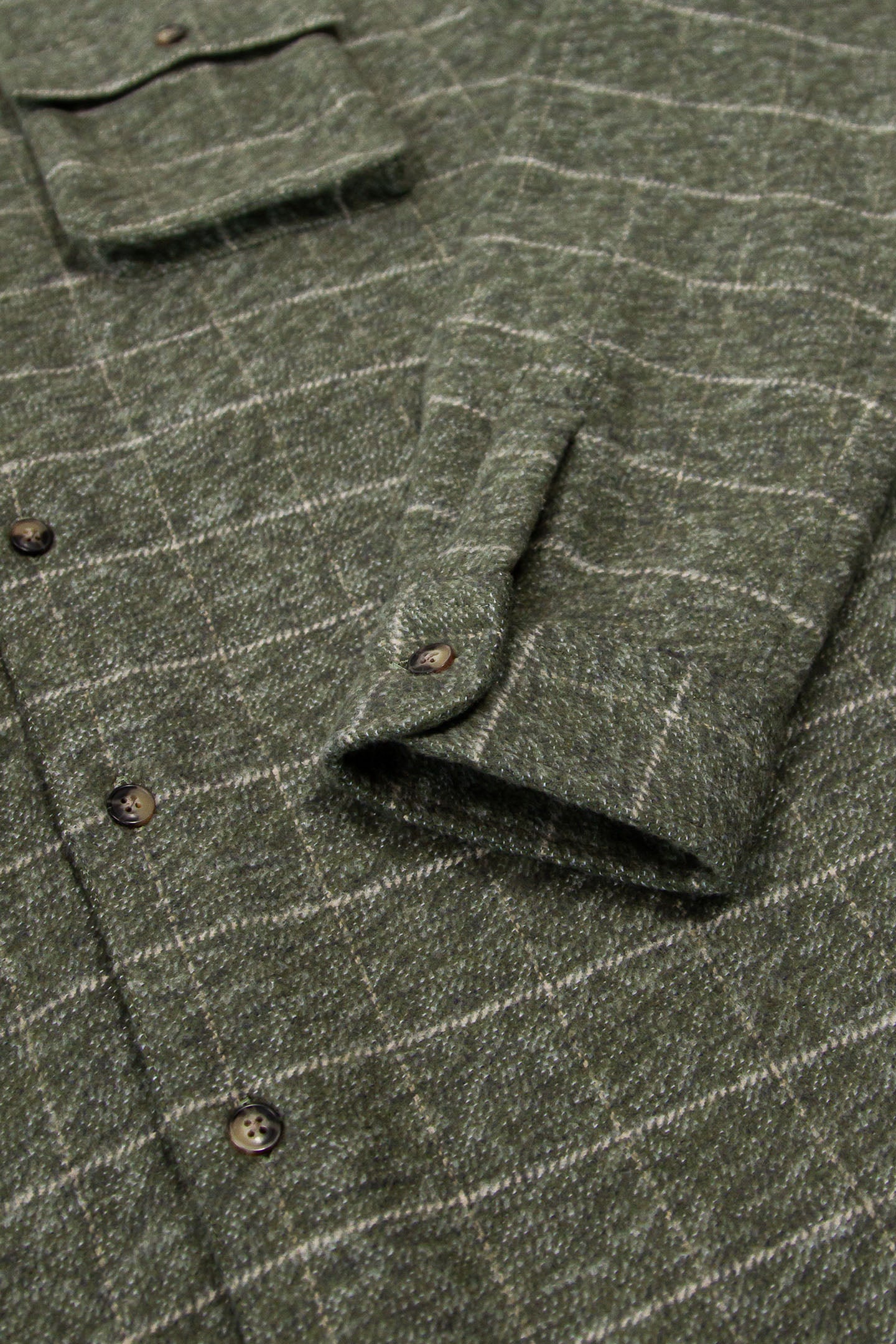 Relaxed fitting flannel shirt in moss for men by MuskOx Flannels, made with 100% heavyweight cotton