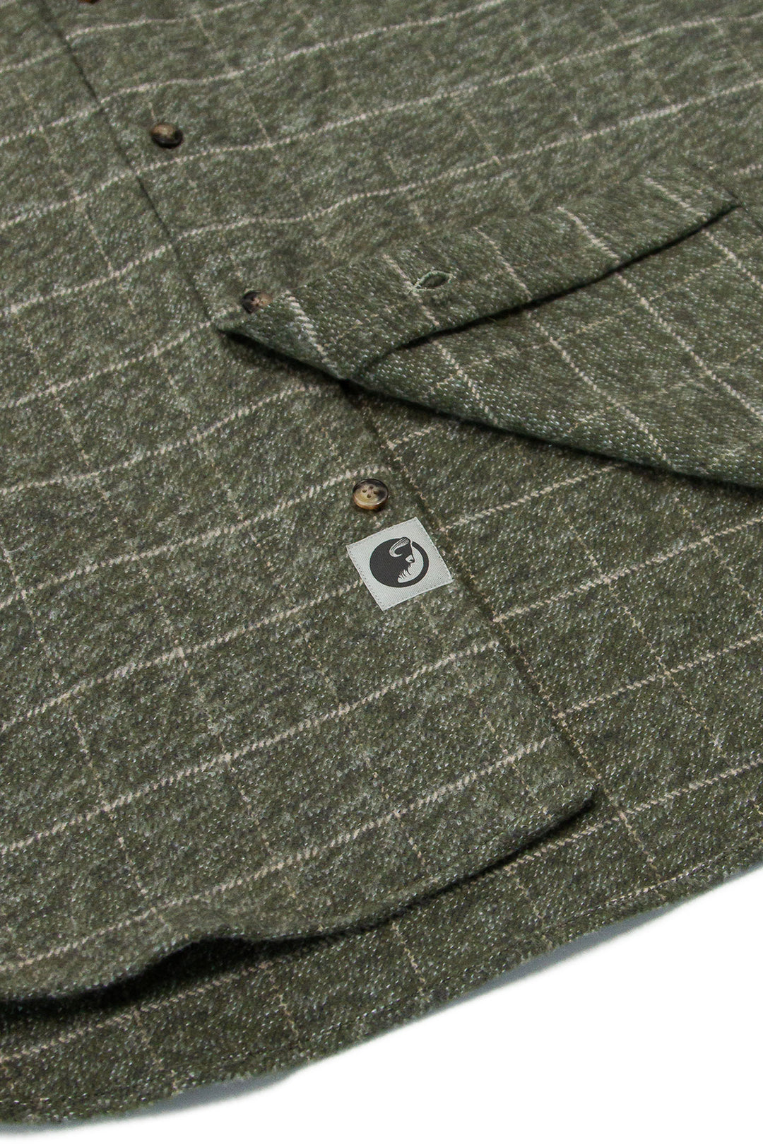 Relaxed fitting flannel shirt in moss for men by MuskOx Flannels, made with 100% heavyweight cotton