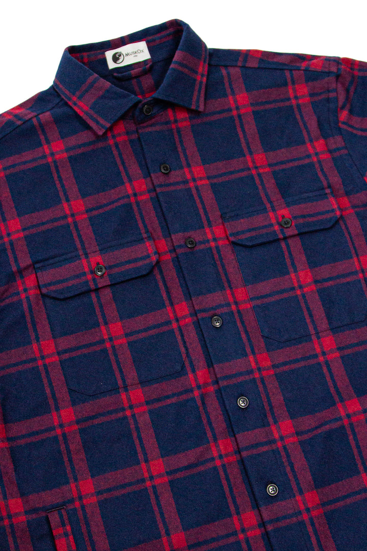 Yukon Flannel Shirt Jacket in Burgundy, 100% Cotton Flannel for Men by MuskOx Flannels