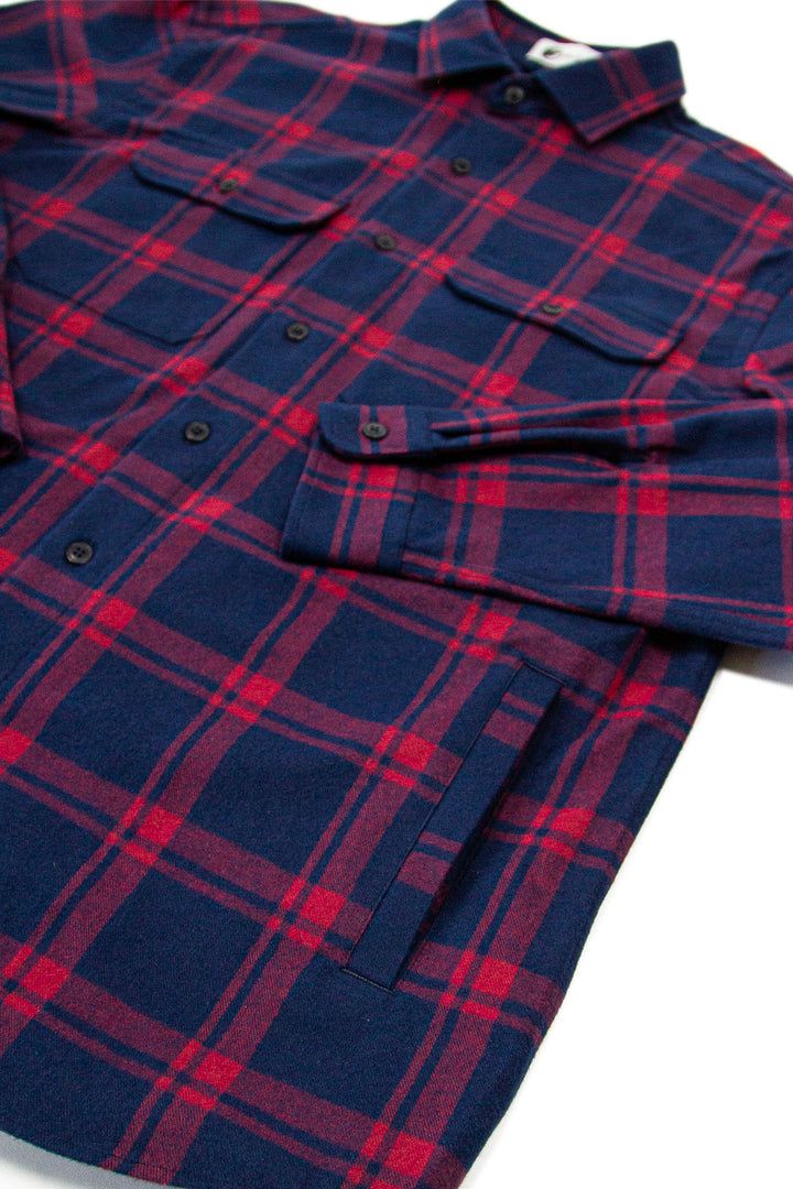 Yukon Flannel Shirt Jacket in Burgundy, 100% Cotton Flannel for Men by MuskOx Flannels